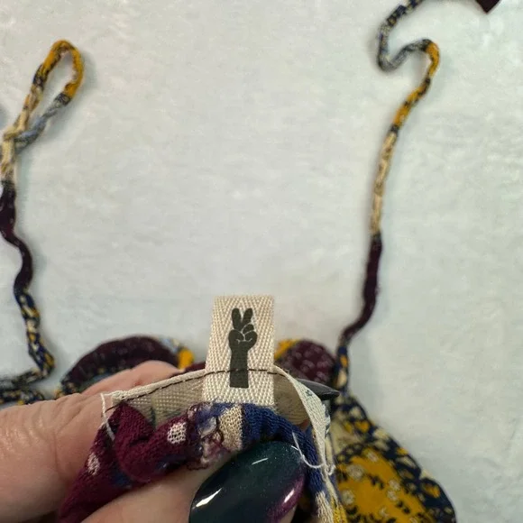 Earthbound Trading Co Jumpsuit Women Size M Multicolor Patchwork Halter Wide Leg - Picture 9 of 12